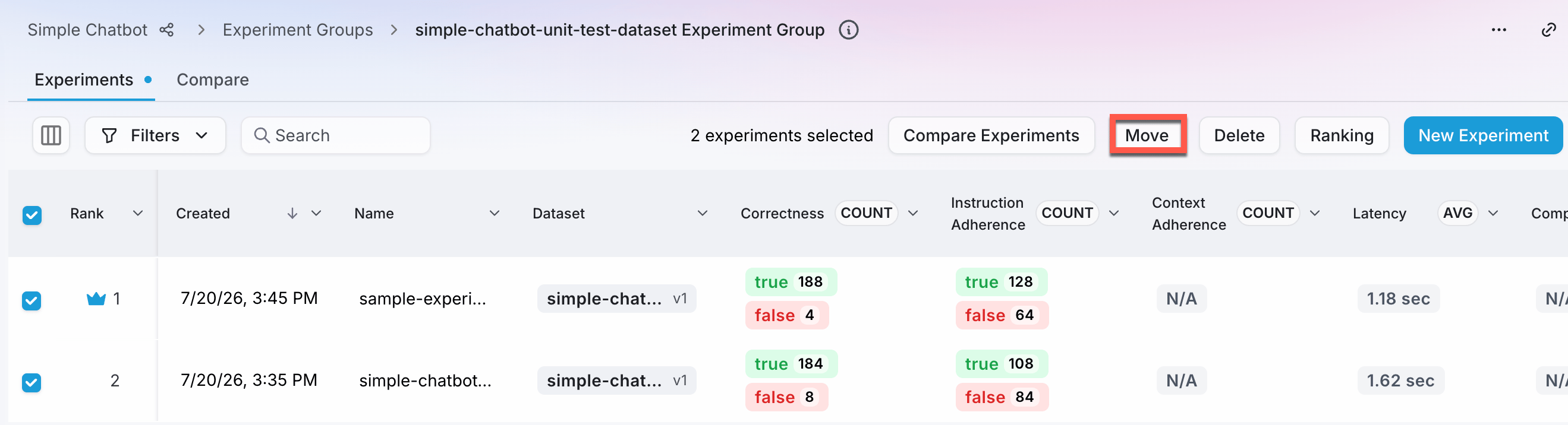 Move to experiment group: Multiple