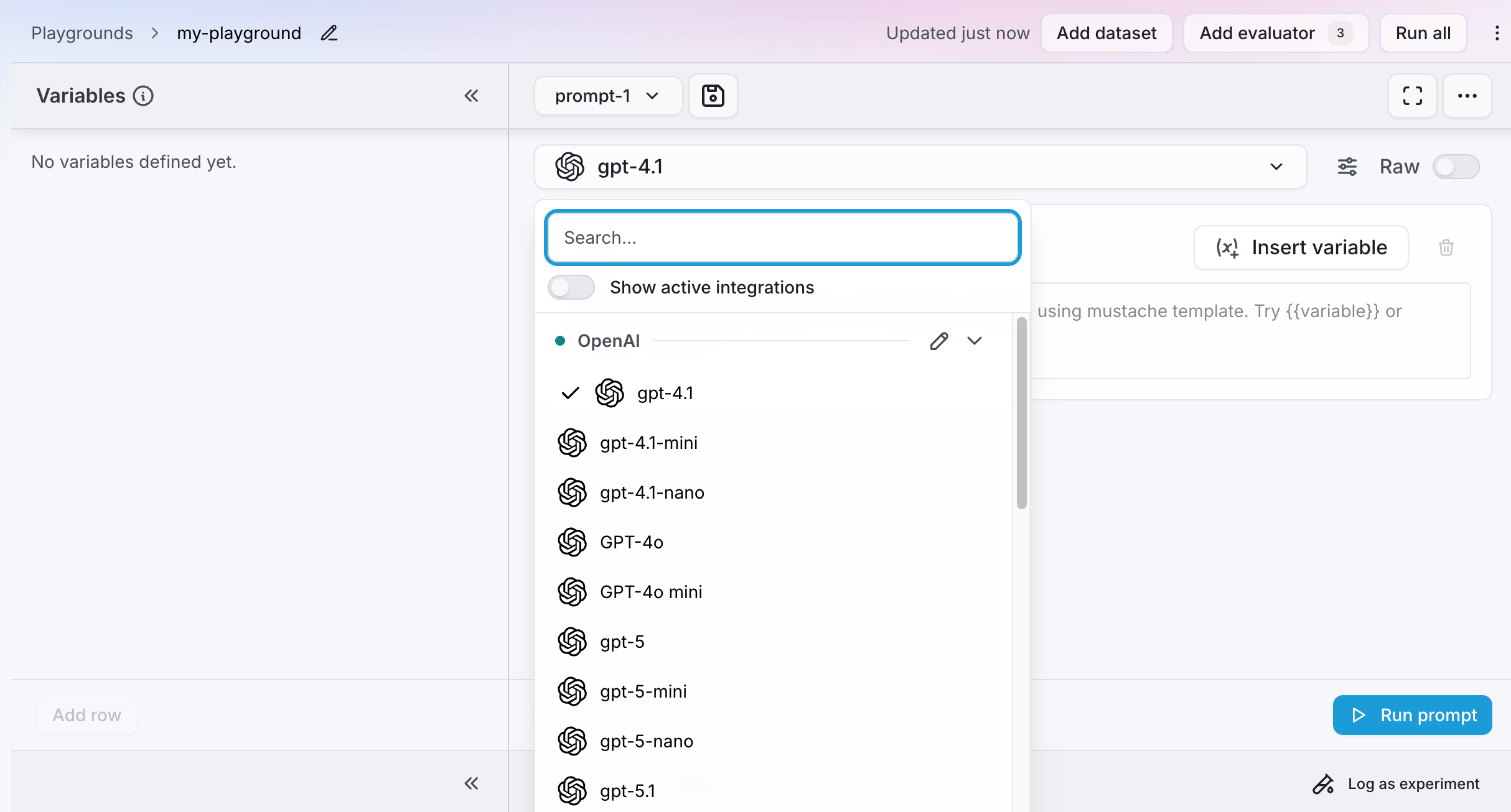 Select a model for an experiment
