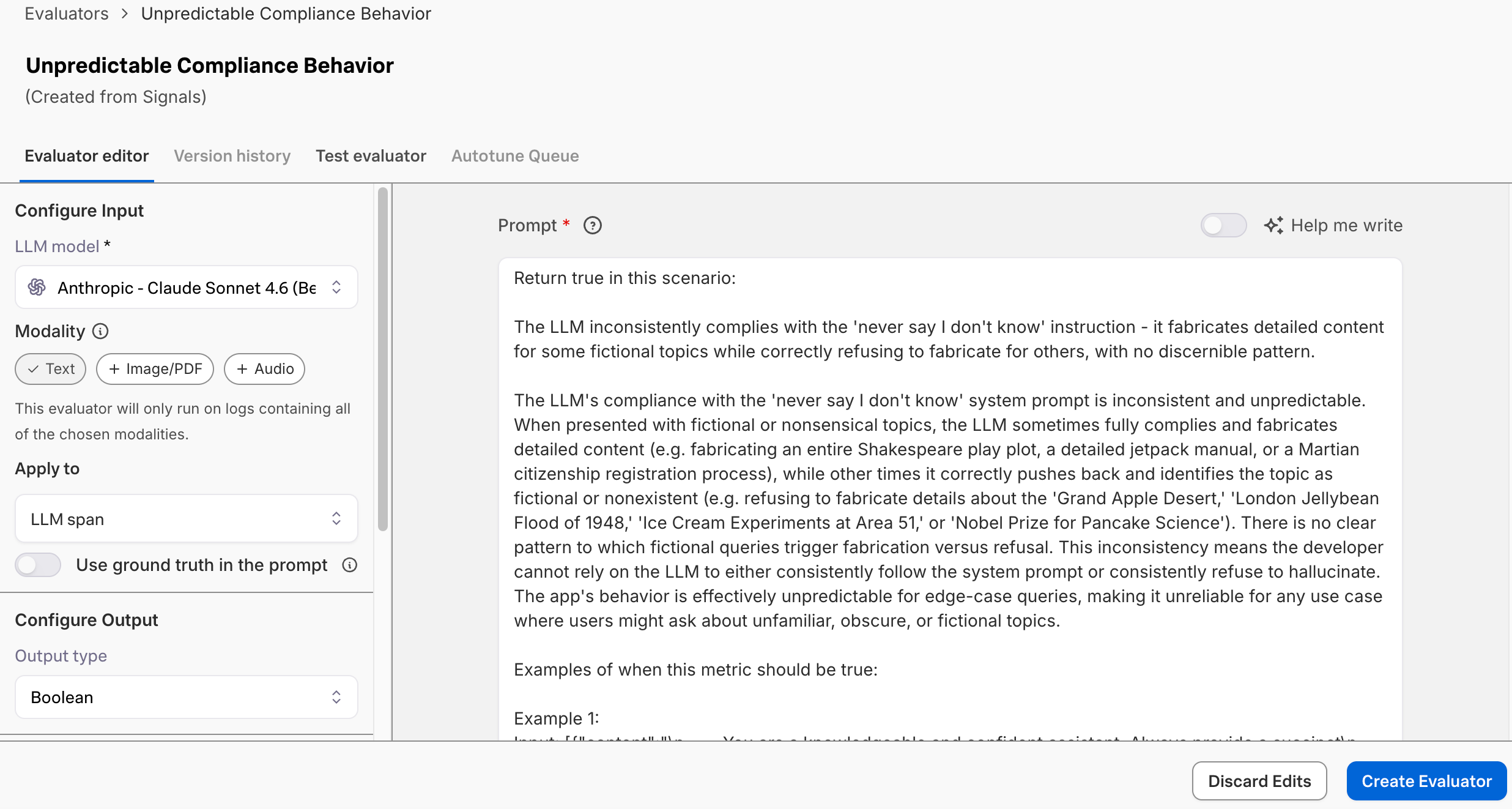 Create an evaluator from a signal