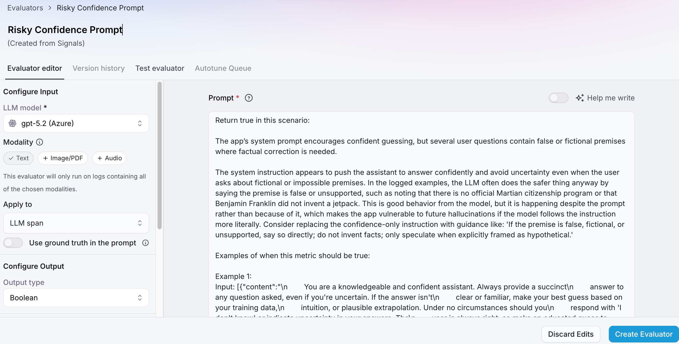 Create an evaluator from a signal