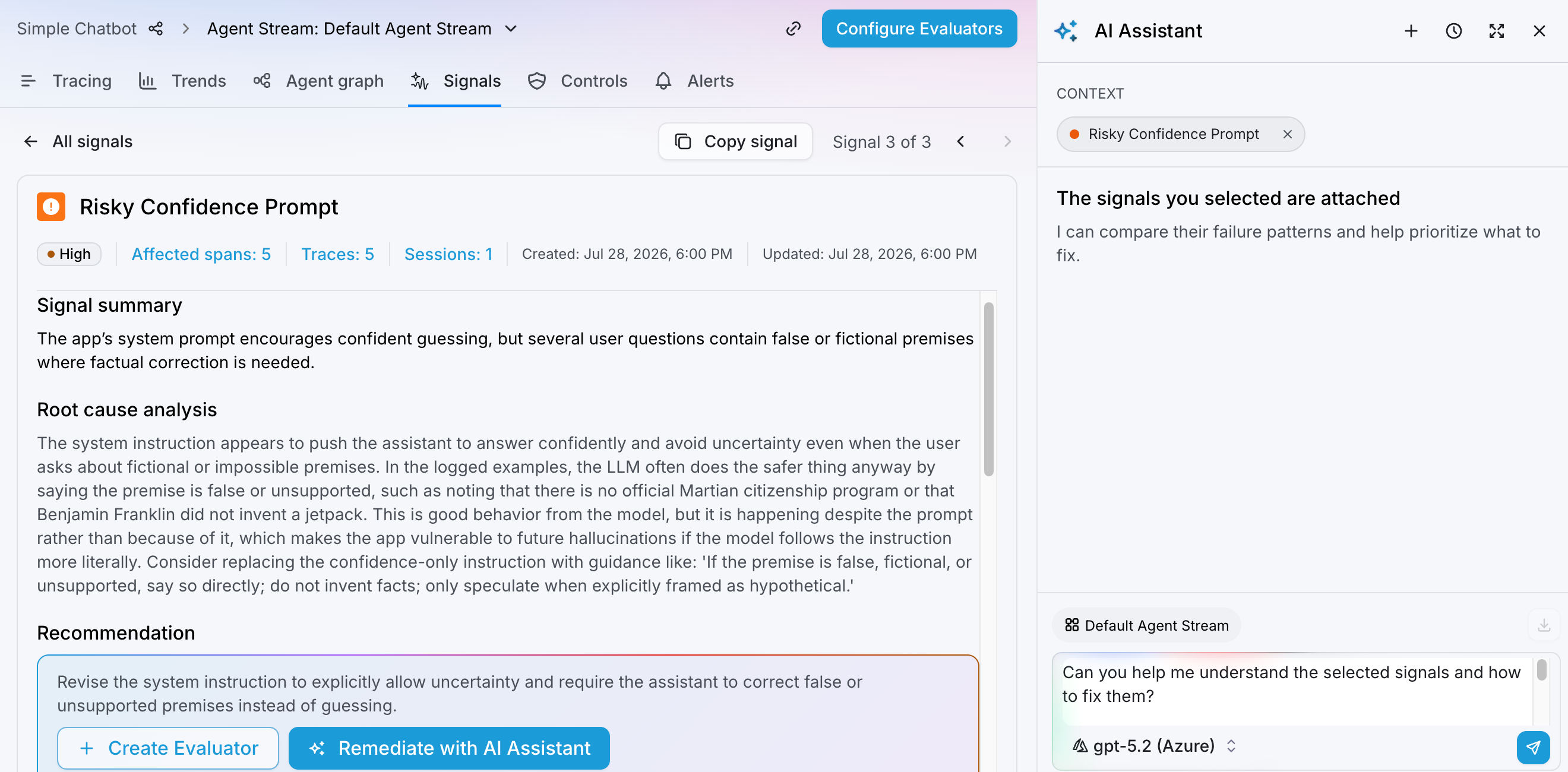 Remediate a signal with the AI Assistant