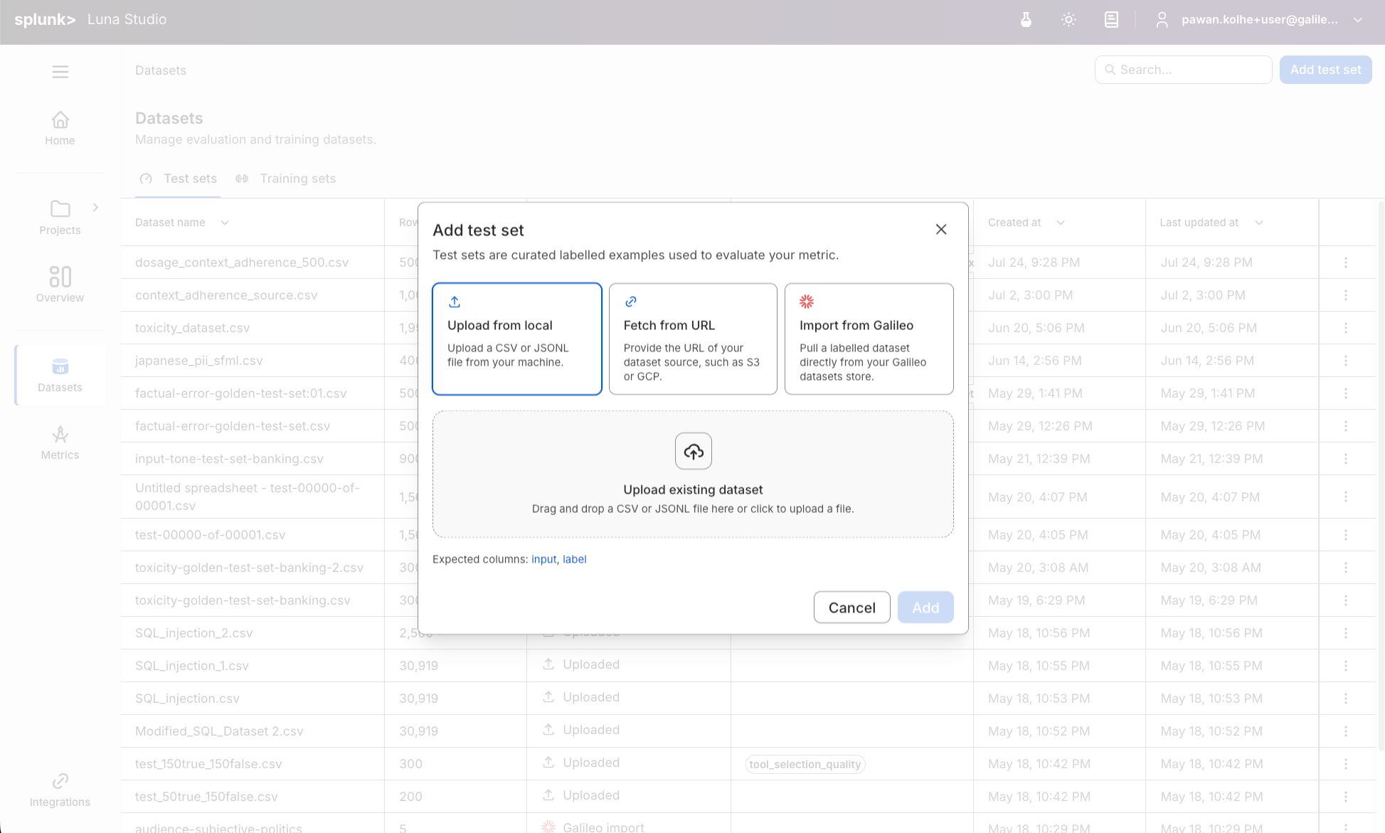 Upload from local source with an empty file drop zone