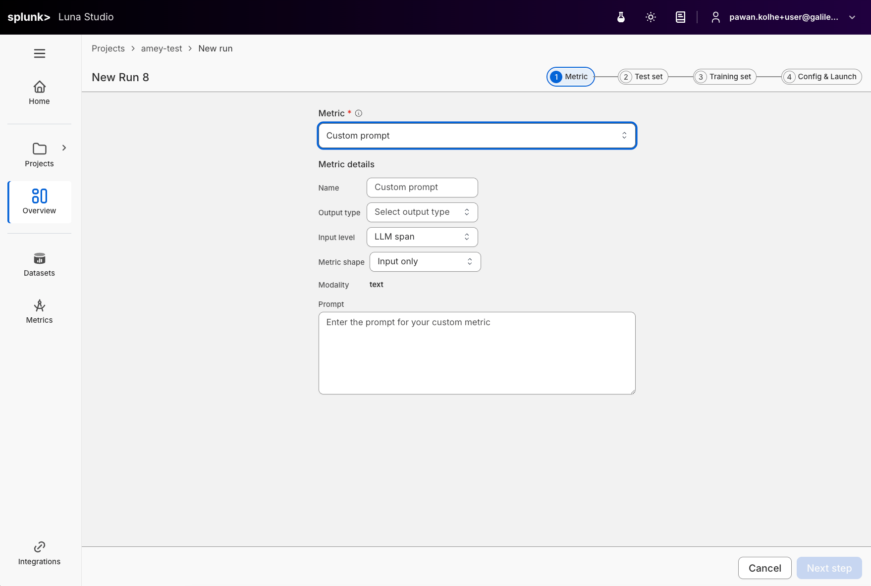 Custom evaluator in the run creation flow