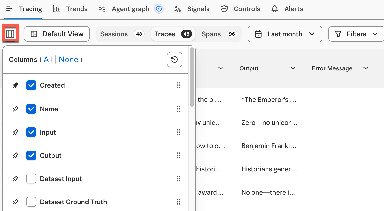 Example of creating a view from an Agent Stream in a SaaS deployment