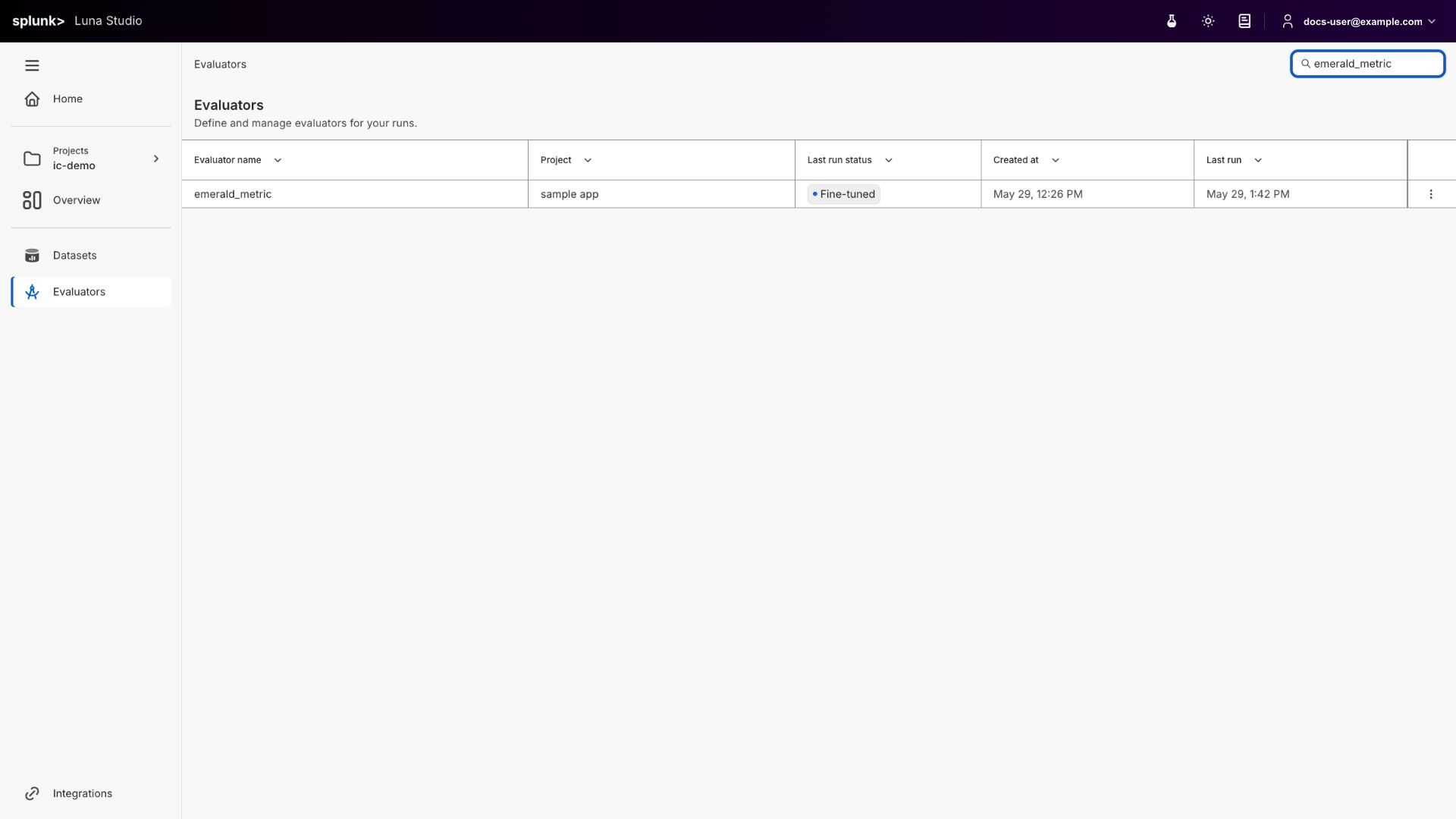 Evaluators page