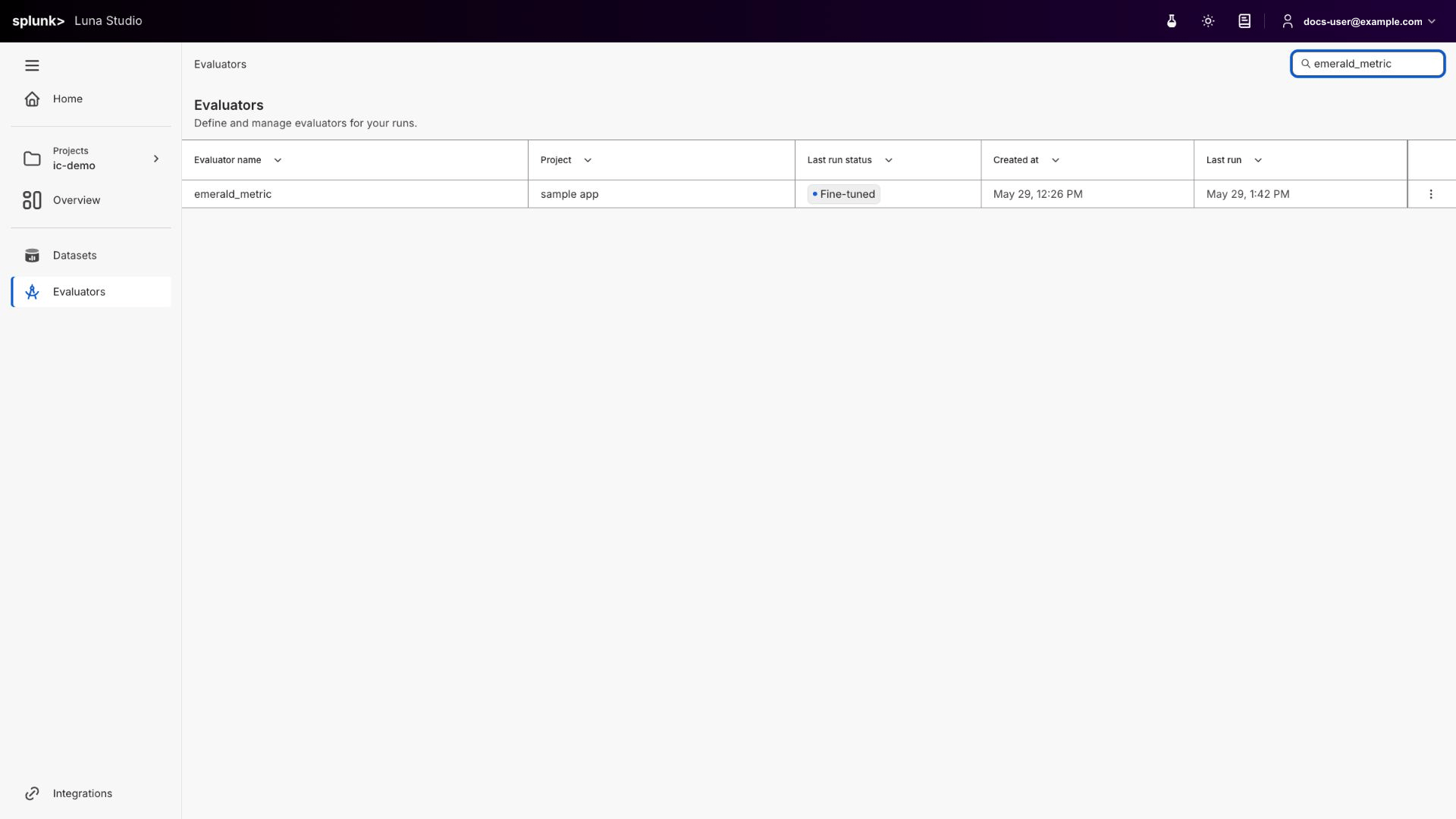 Evaluators page