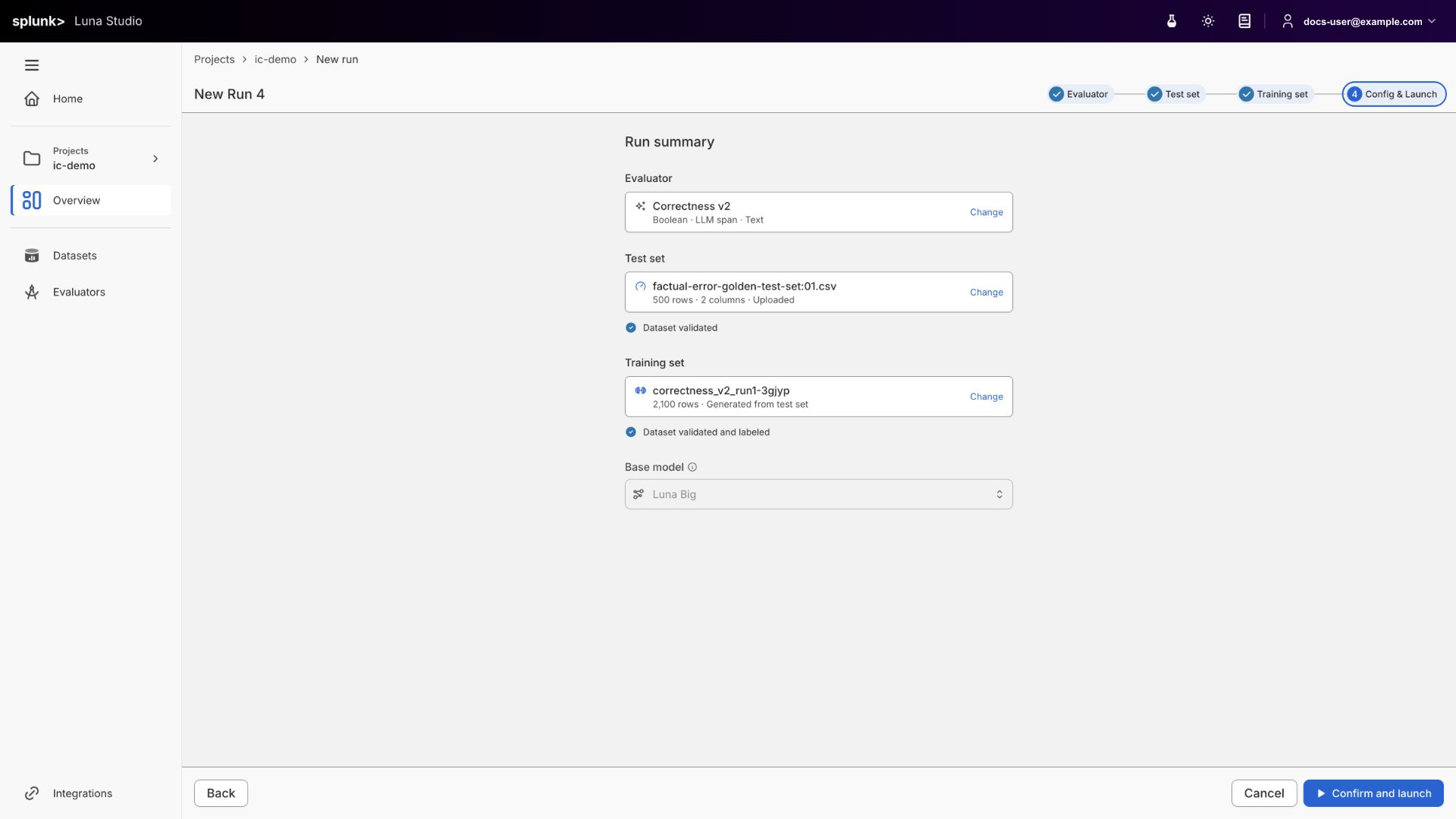 Config and launch step