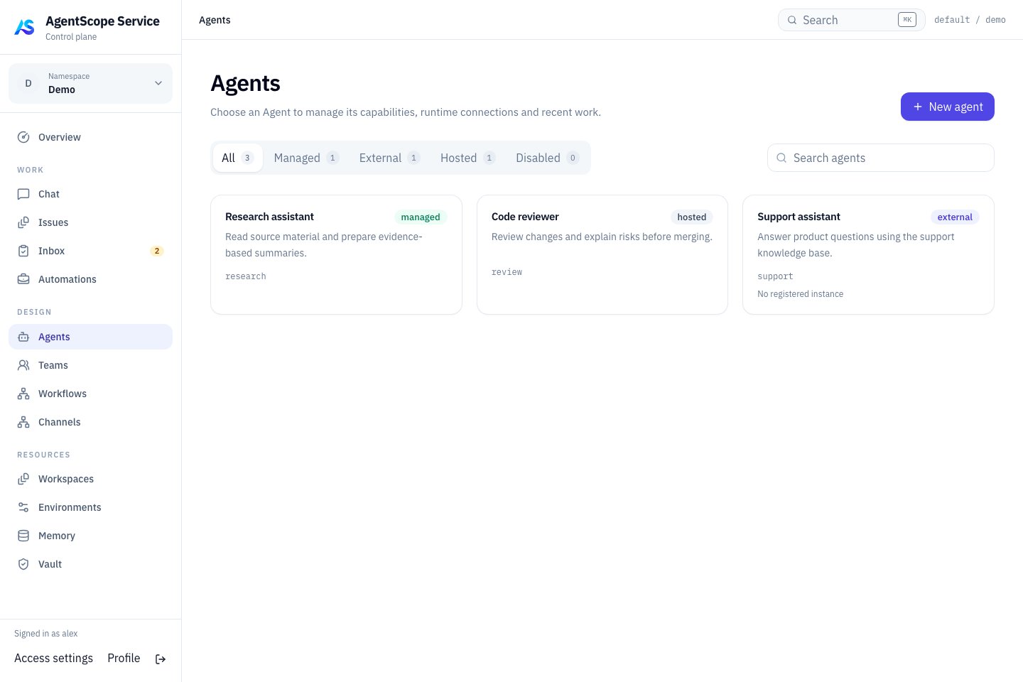 从 Agent 目录创建并查看 Managed Agent