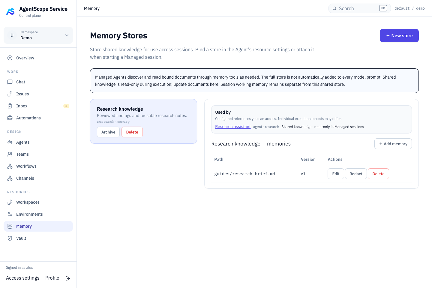 Memory store and its memory files