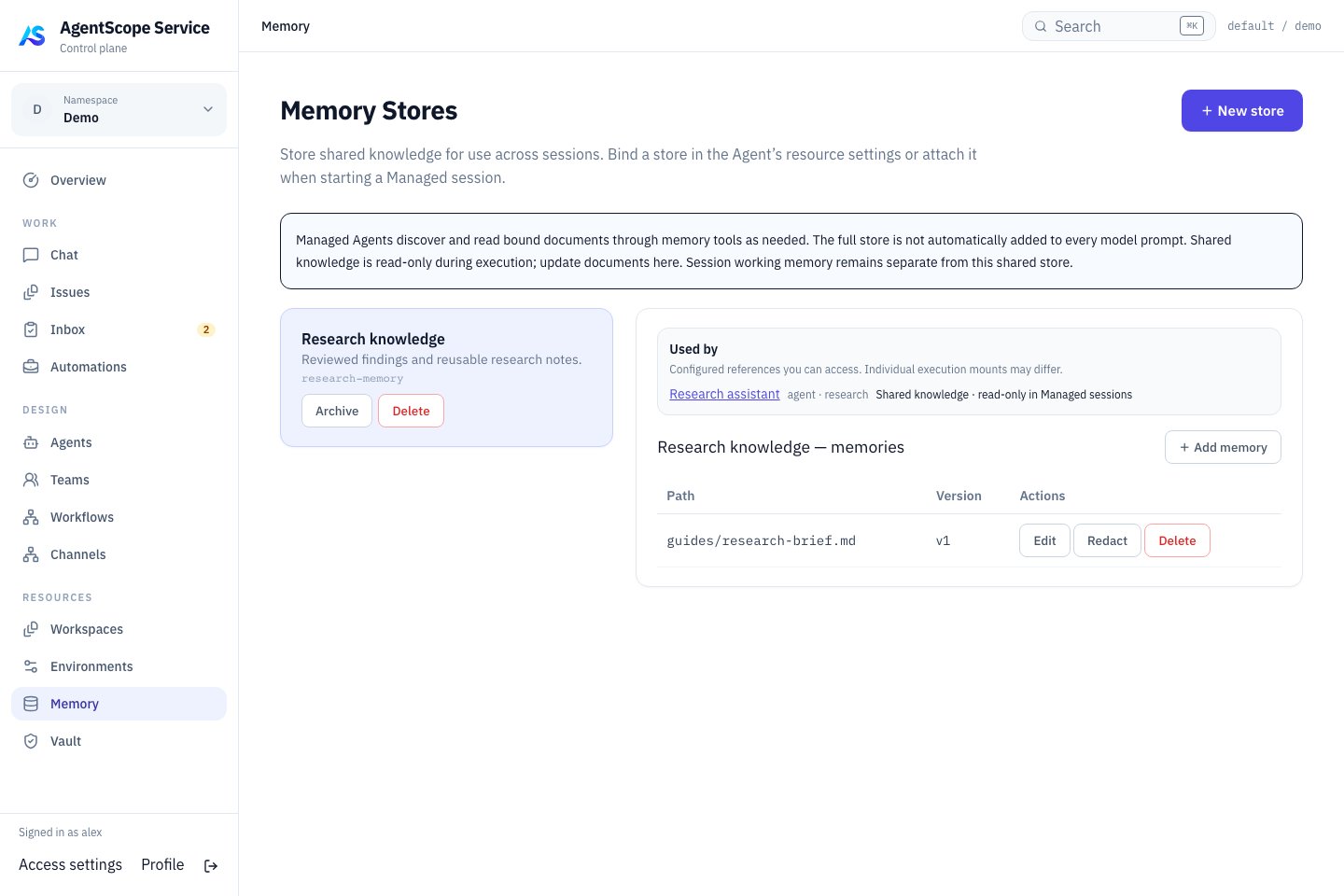 Memory store and its memory files