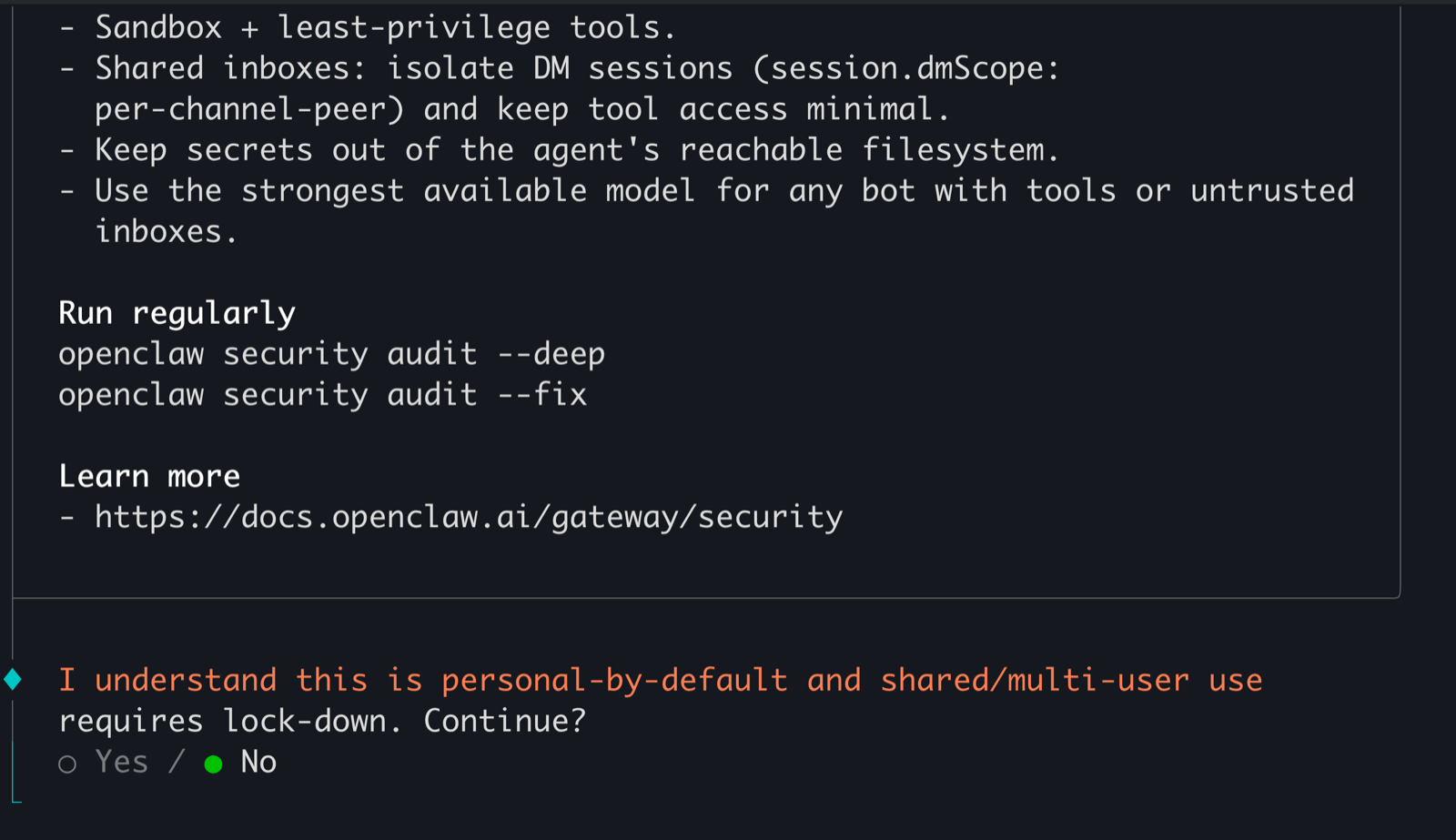 Personal data acknowledgement prompt