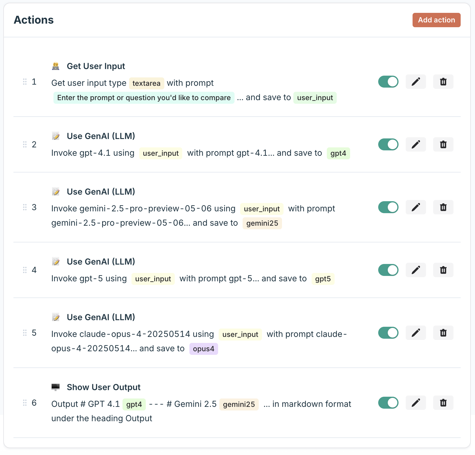 Builder Triggers panel