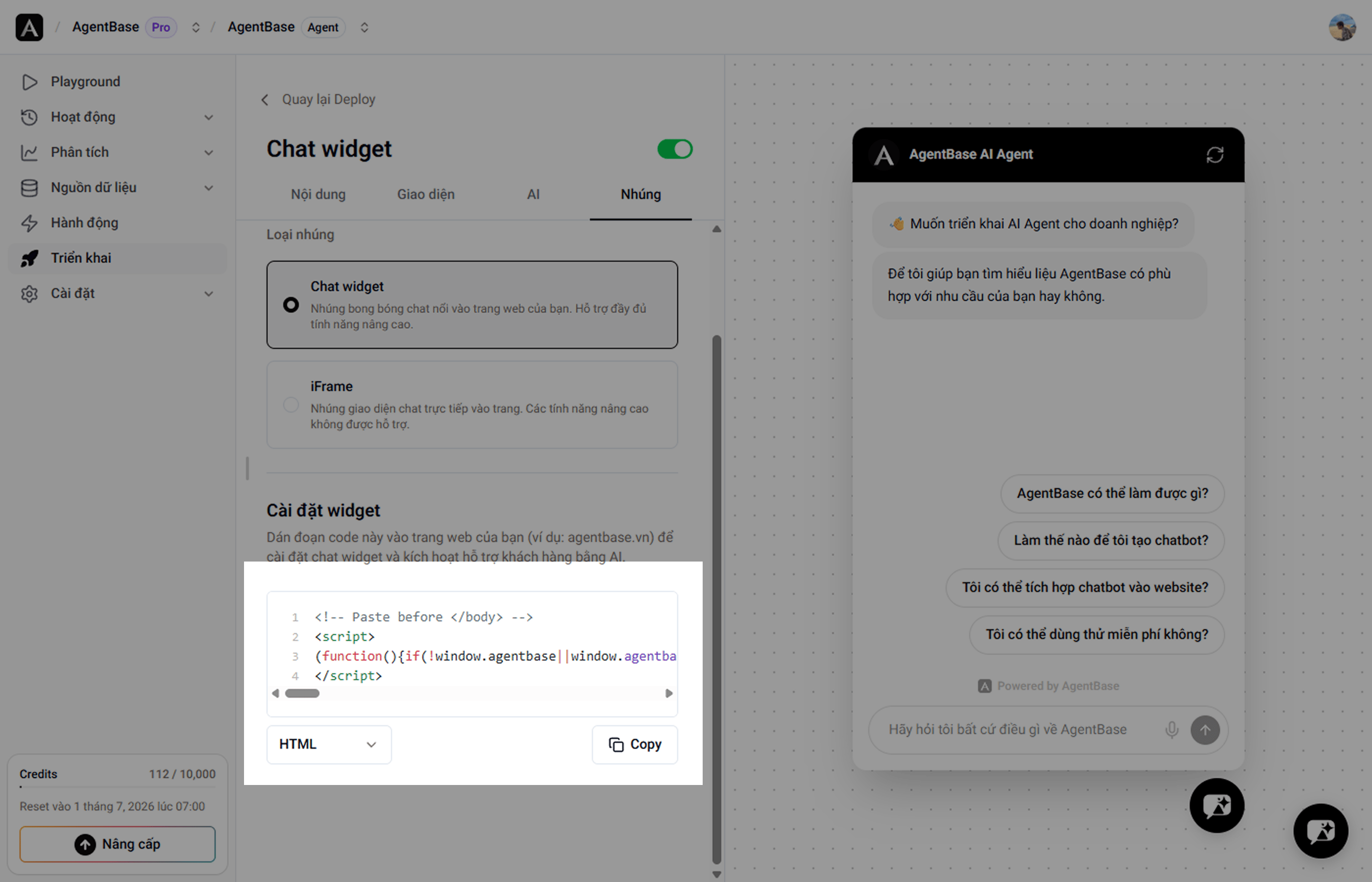 Deploy Embed Code