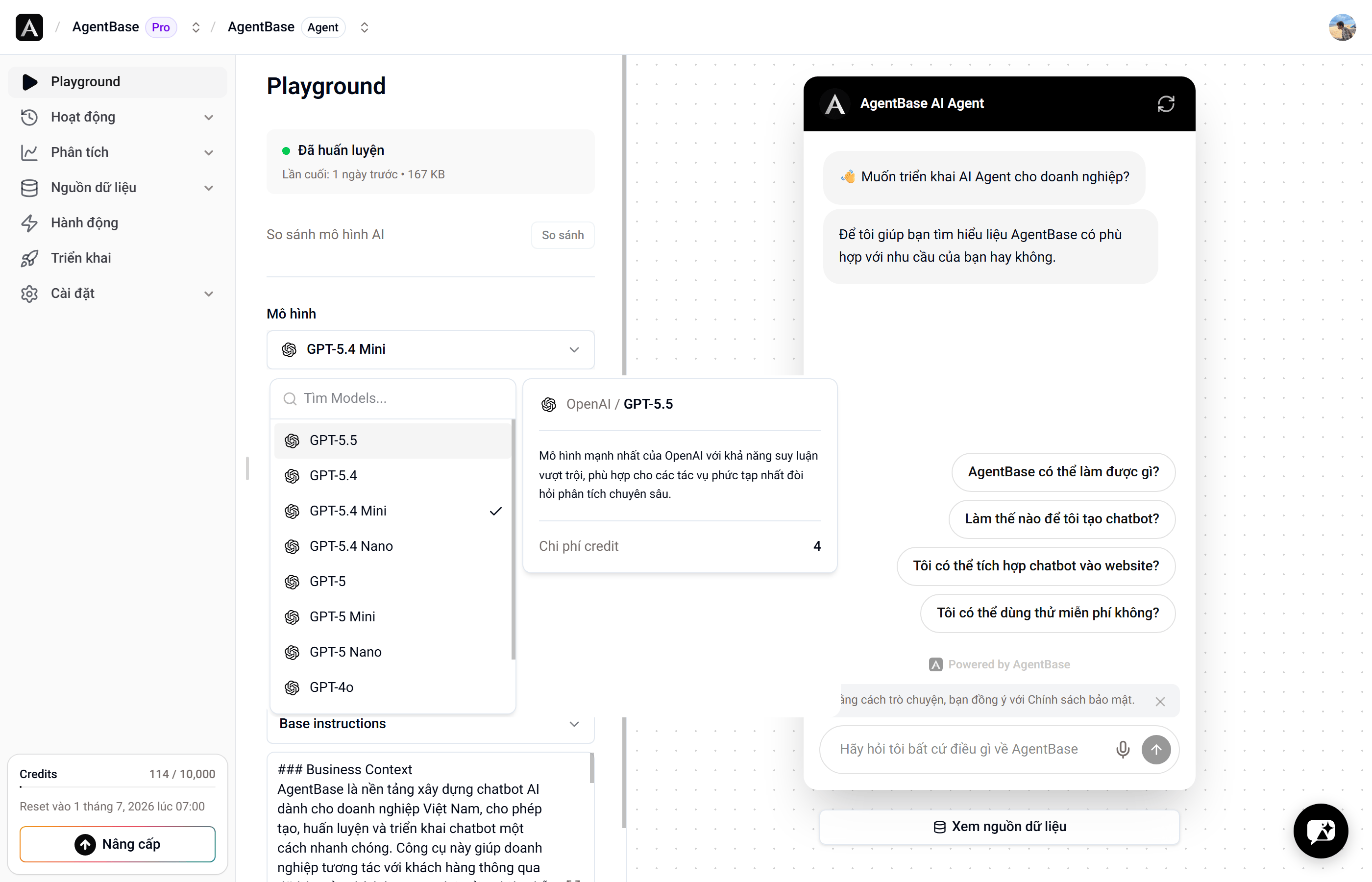 Playground Model Picker