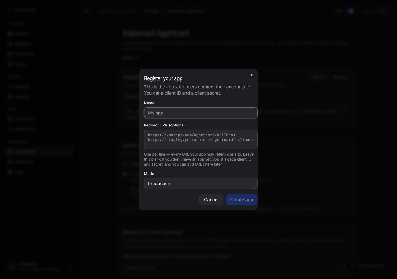 Register your app: the production client is created here, once