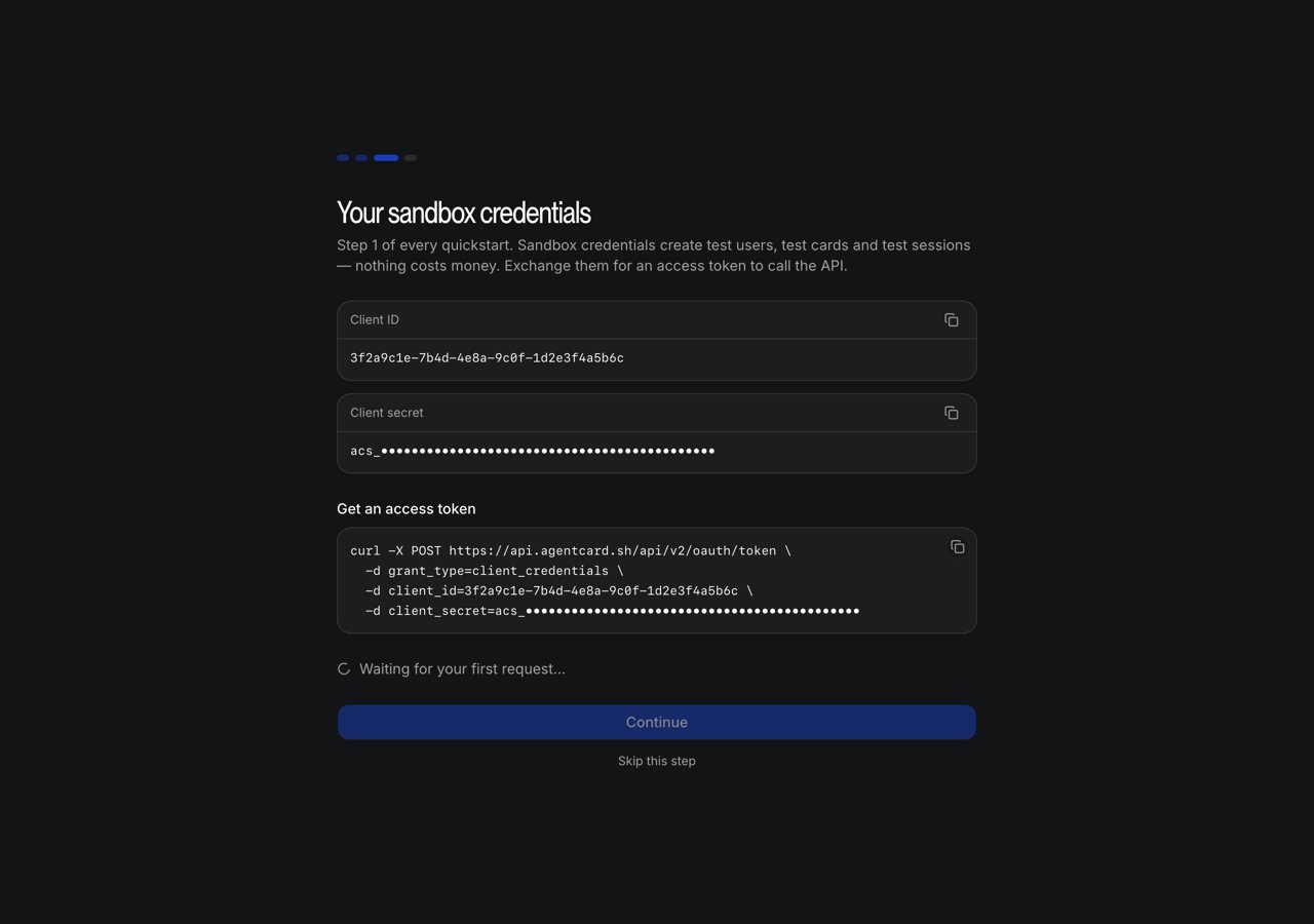 Your sandbox credentials: copy both values now