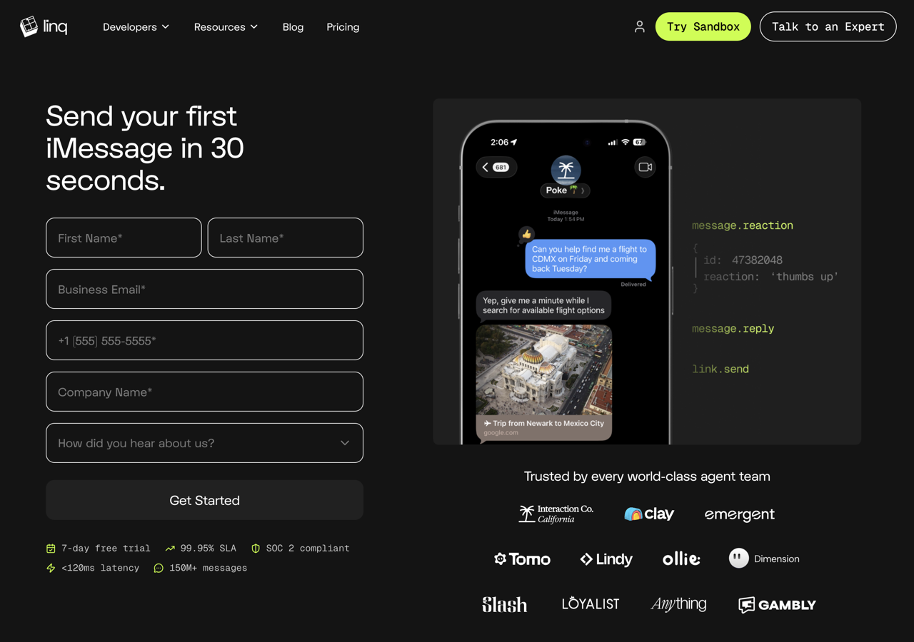 Linq's sandbox sign-up: no card, seven days