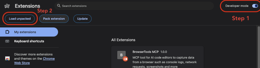 Manage & Load Chrome Extensions