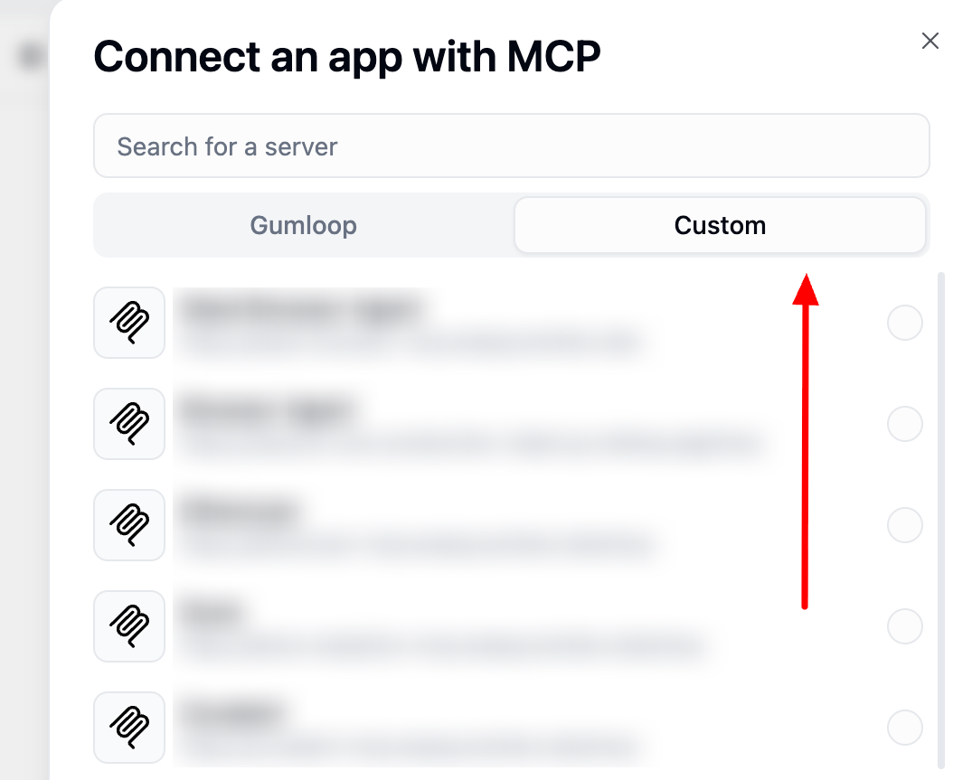 Selecting a custom MCP server in agent configuration