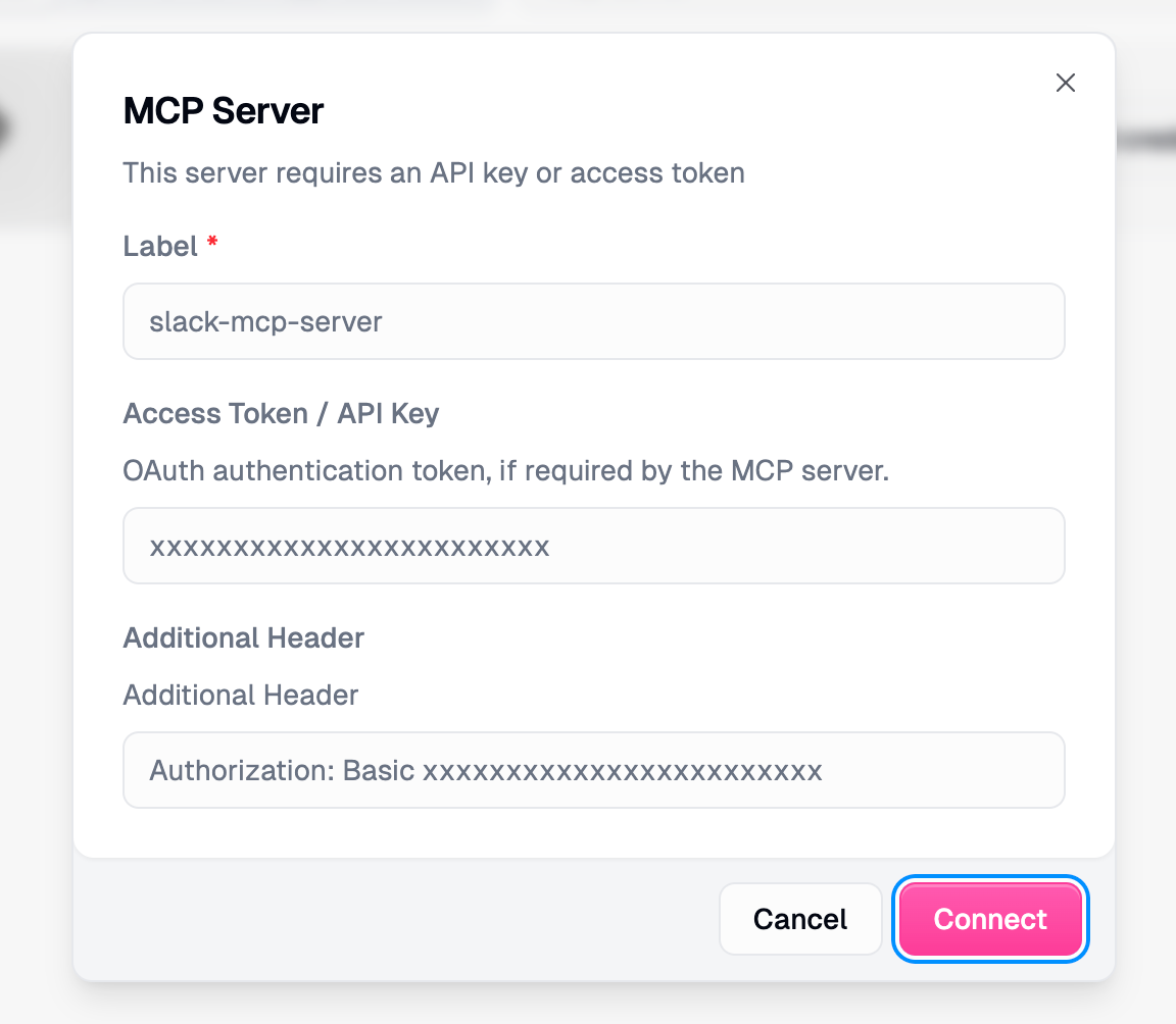 MCP Server credential configuration