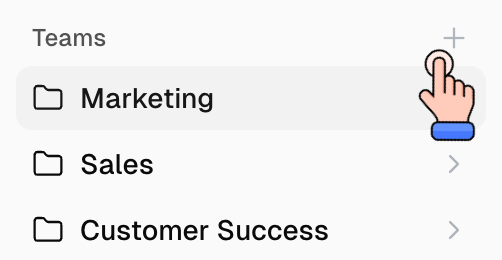 Click the plus icon in the Teams sidebar section
