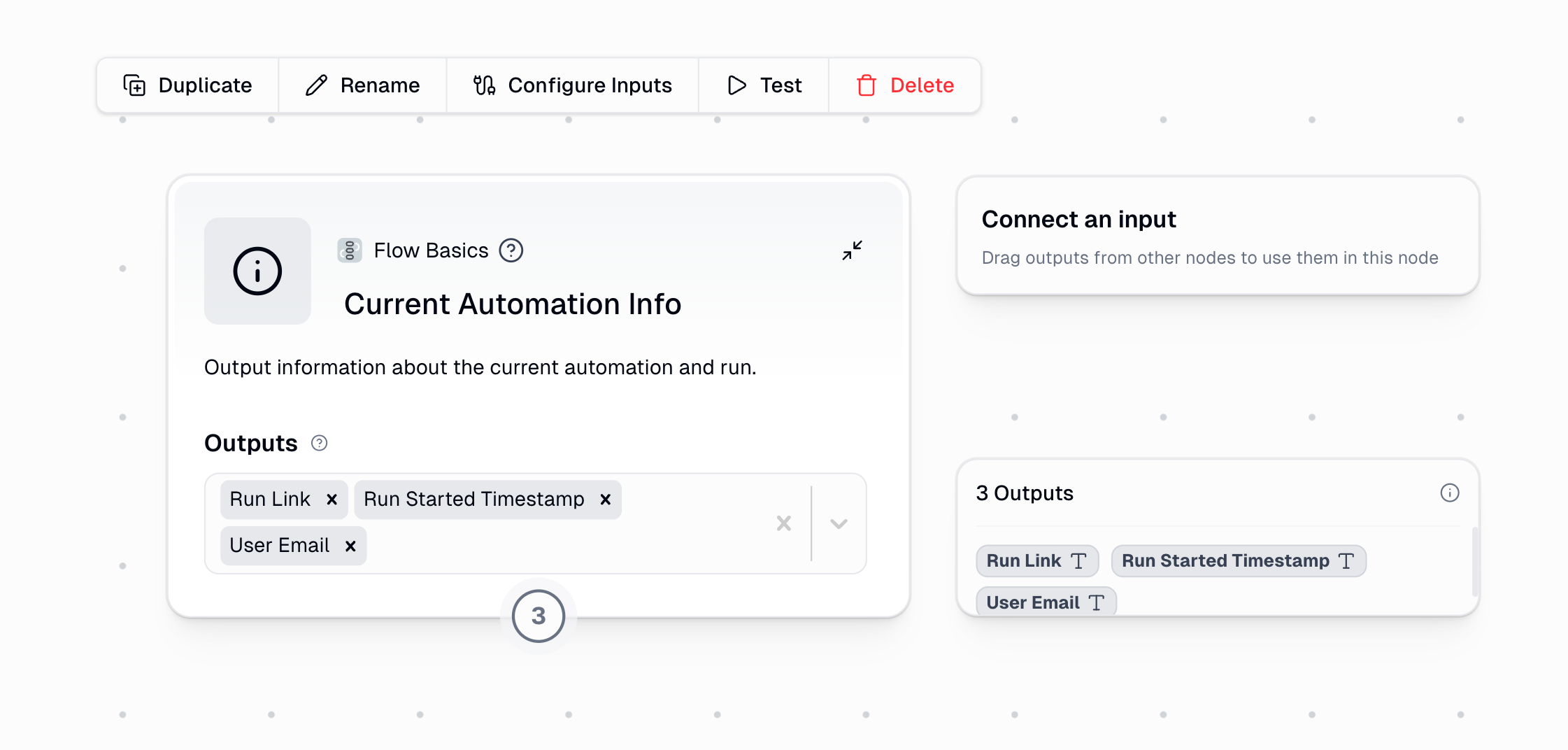 Current Automation Info node interface