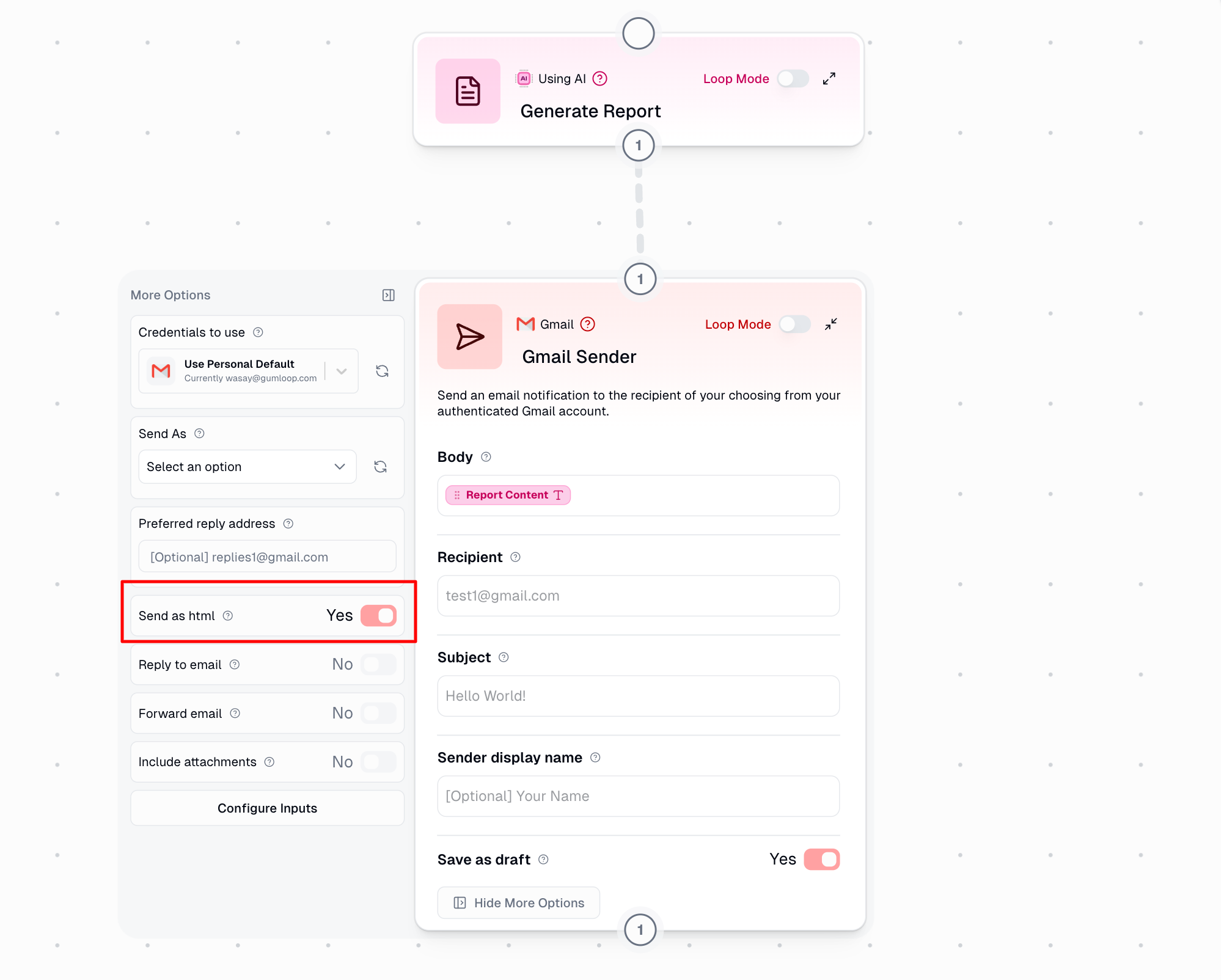 HTML Email Integration Flow