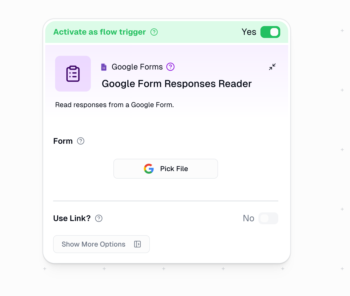 Google Forms trigger configuration