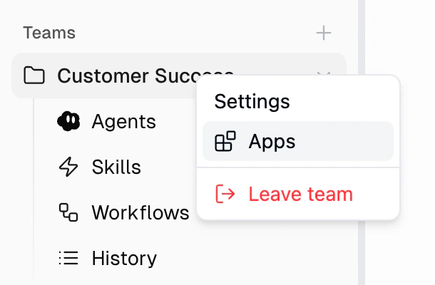 Right-click a team to open settings