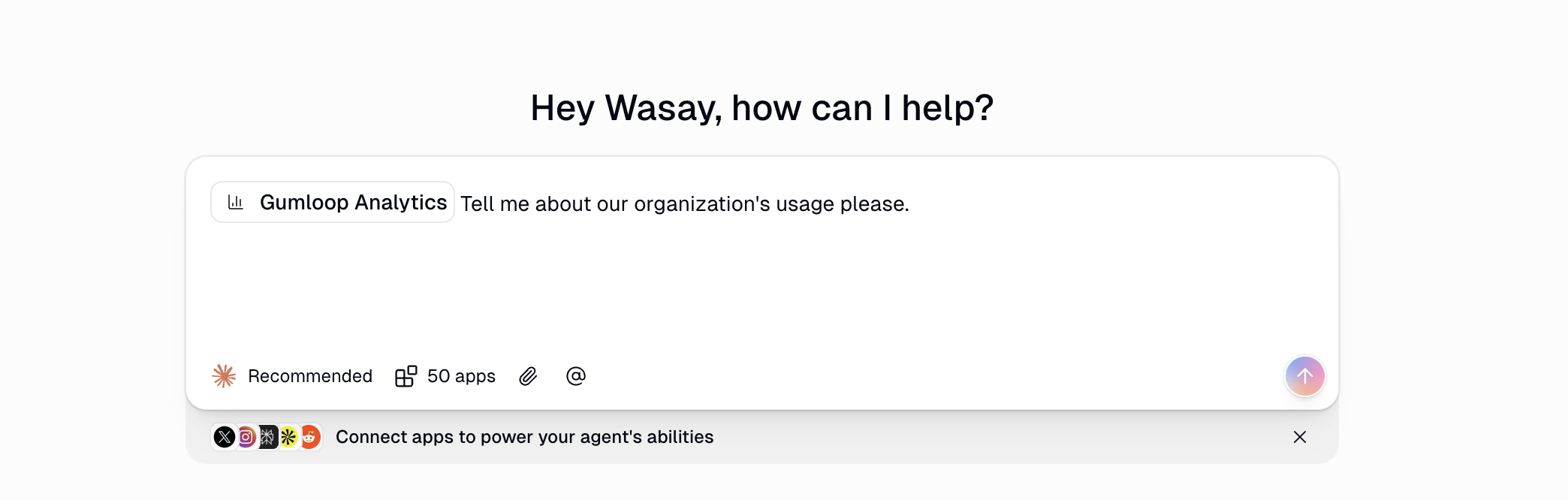 Gumloop Analytics agent chat interface