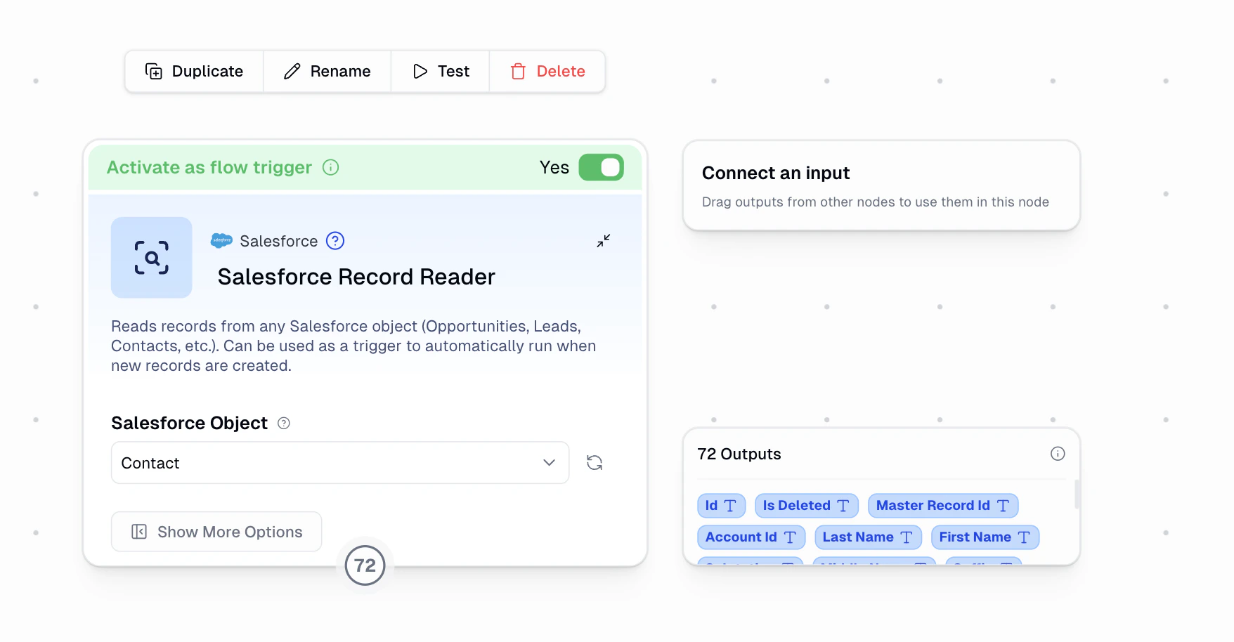 Salesforce Record Reader trigger configuration