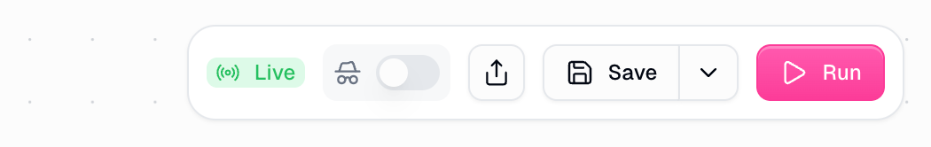 Run button in the flow interface