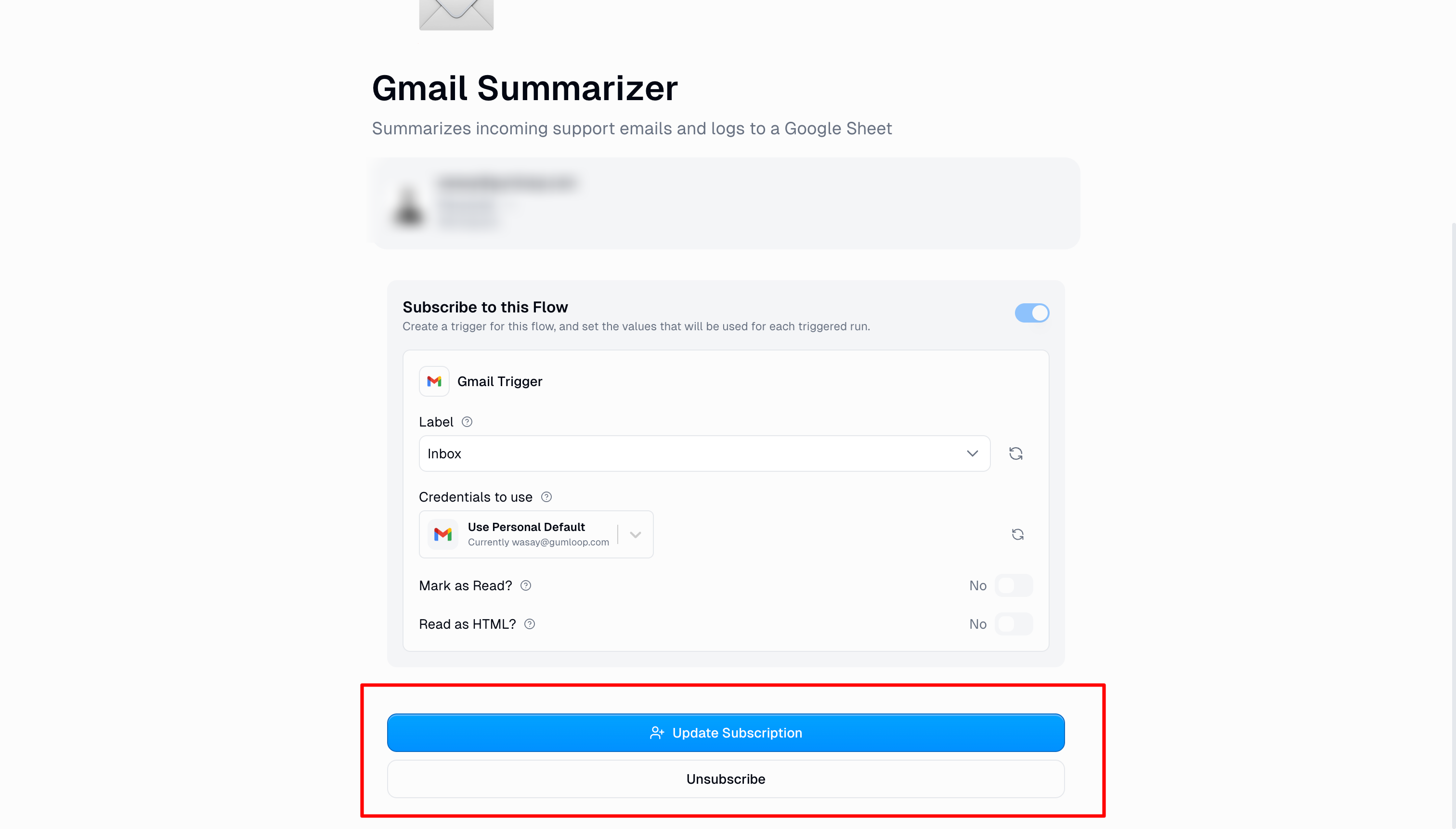 Managing an existing subscription