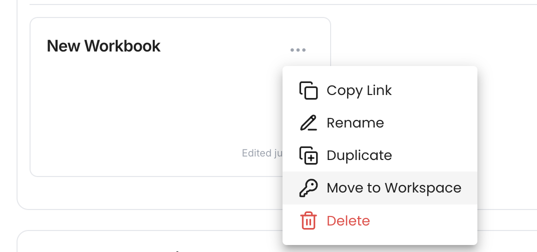 Move to workspace dropdown menu