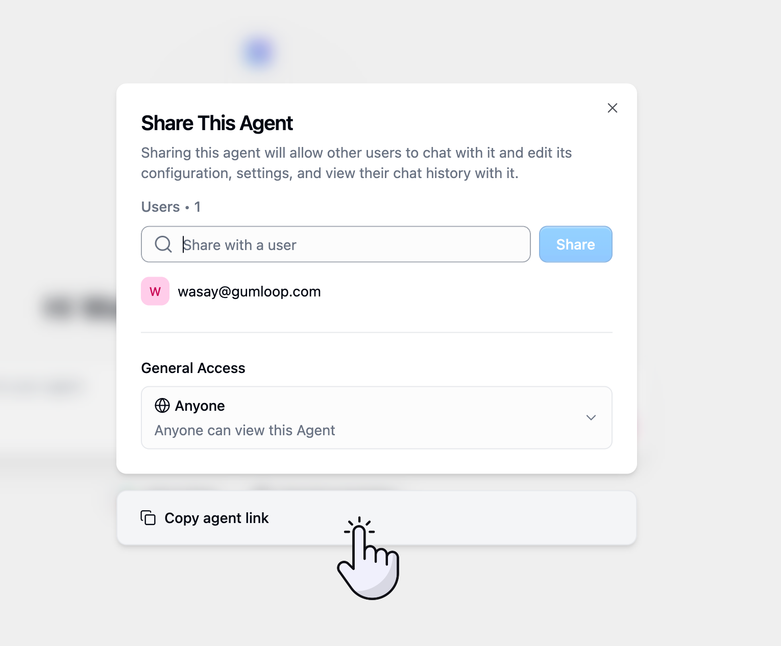 Agent chat interface location