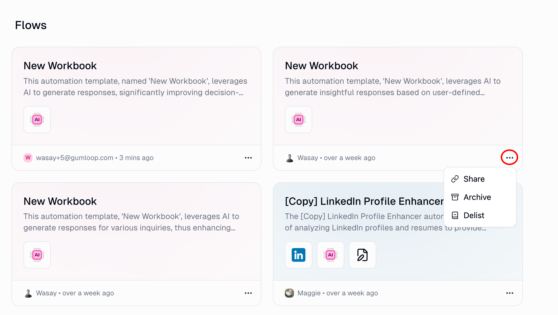 Delist template as workflow owner