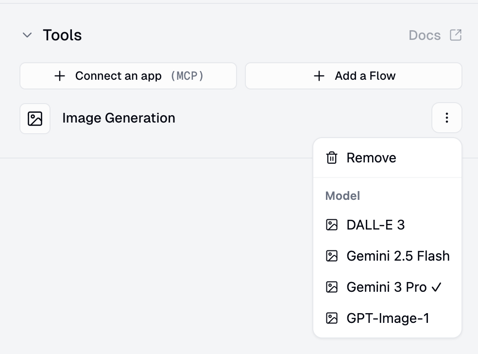 Available image generation models