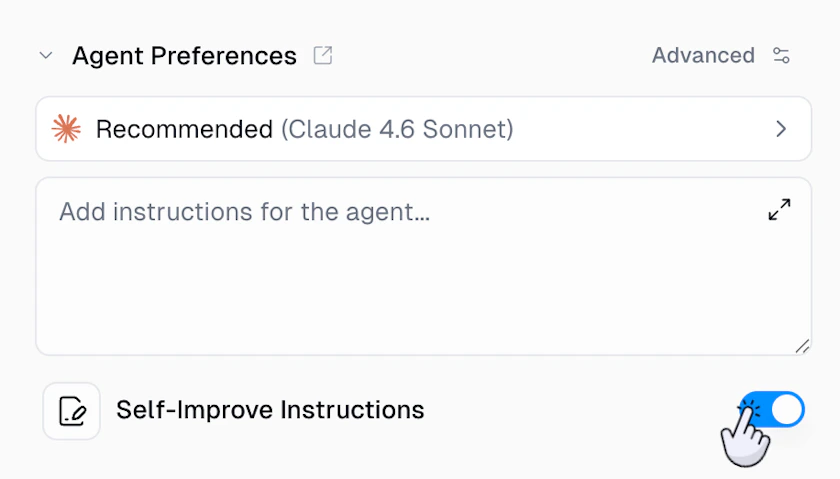 Self-Improve Instructions toggle
