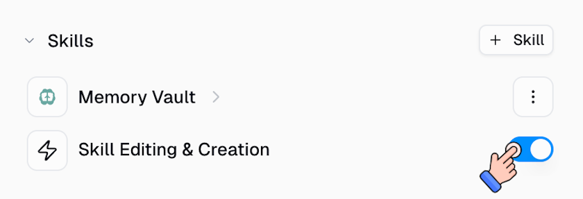 Skills Editing & Creation toggle