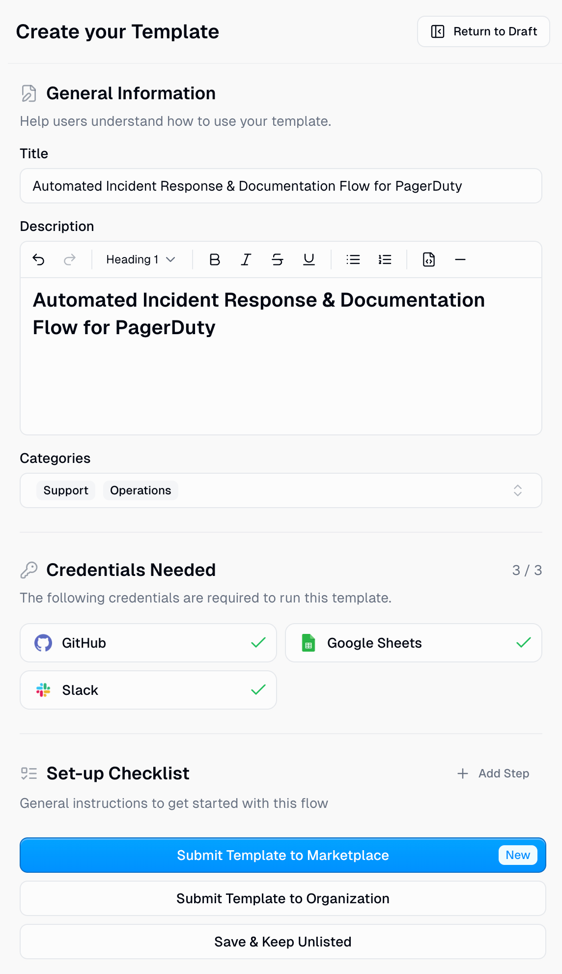 Template Creation Form