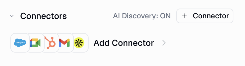 Connectors section of an agent with the Add Connector button