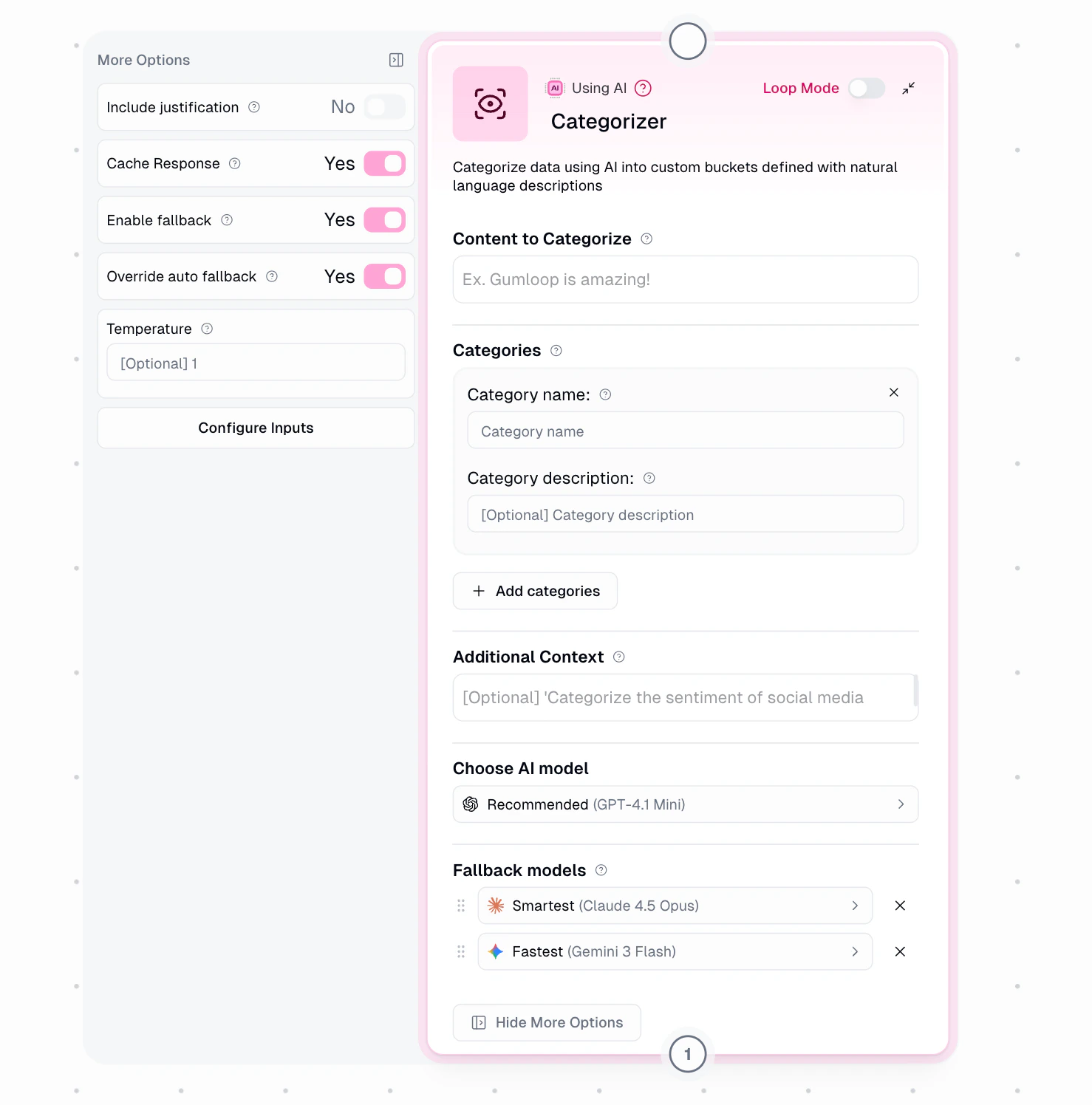 AI Model Fallback settings