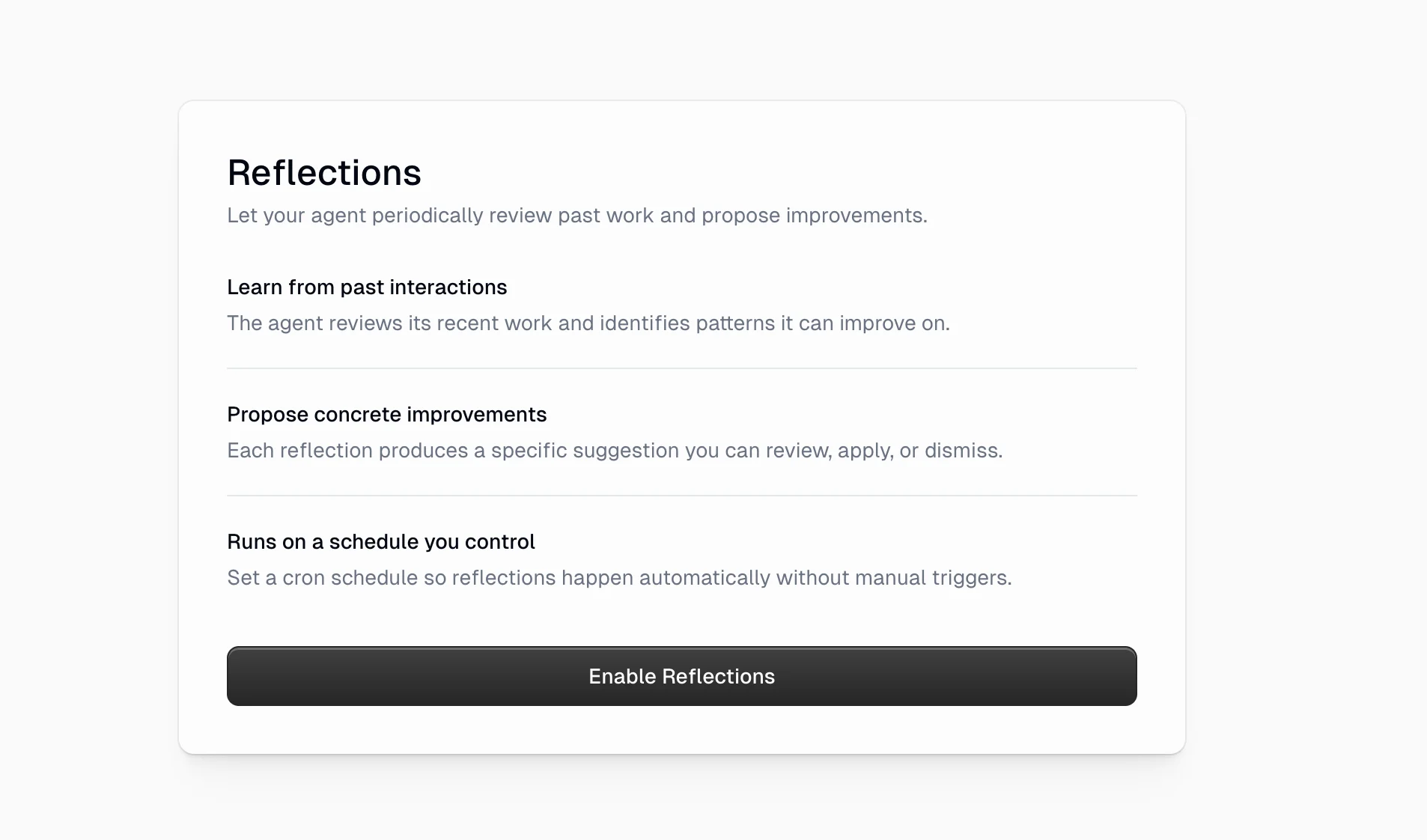 Reflections overview page with Enable Reflections button