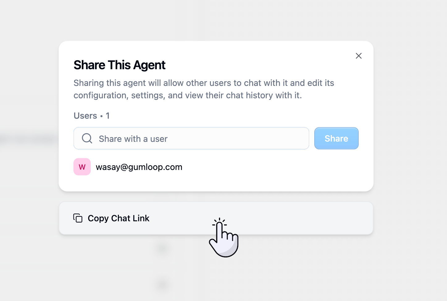 Agent chat interface location