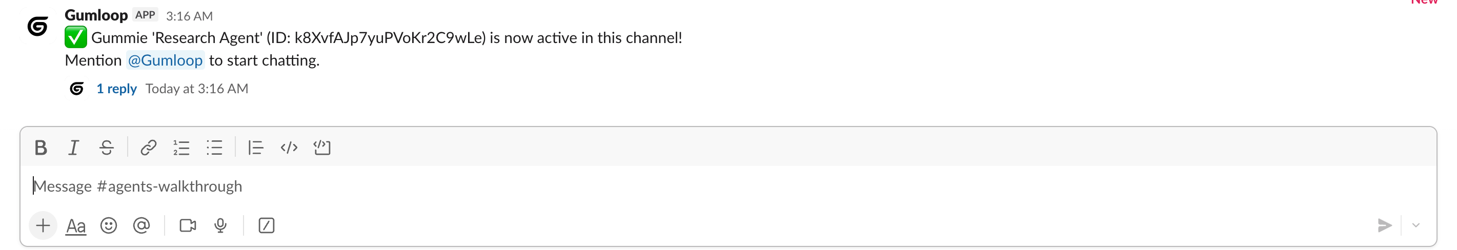 Confirmation message that agent was successfully added
