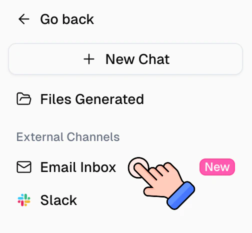 Email Inbox option under External Channels in the agent sidebar