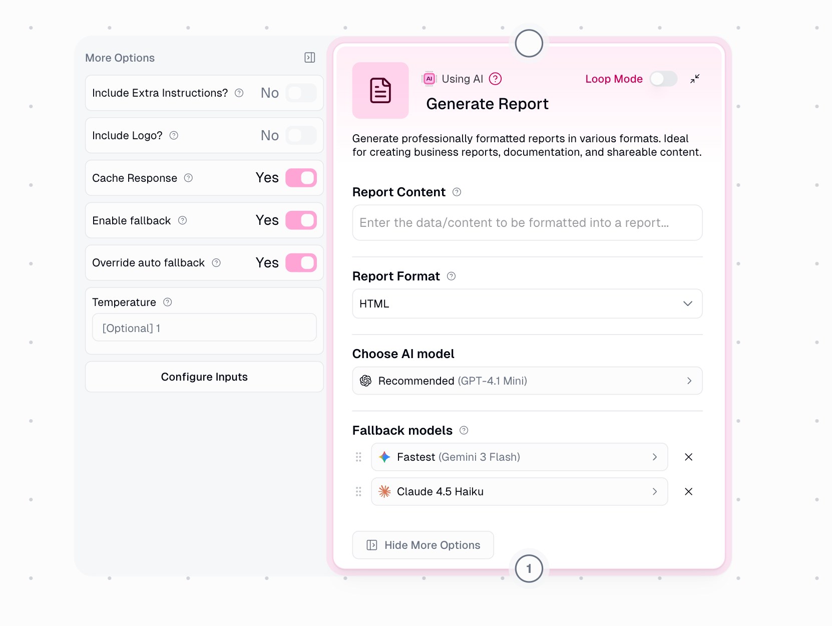 AI Model Fallback settings