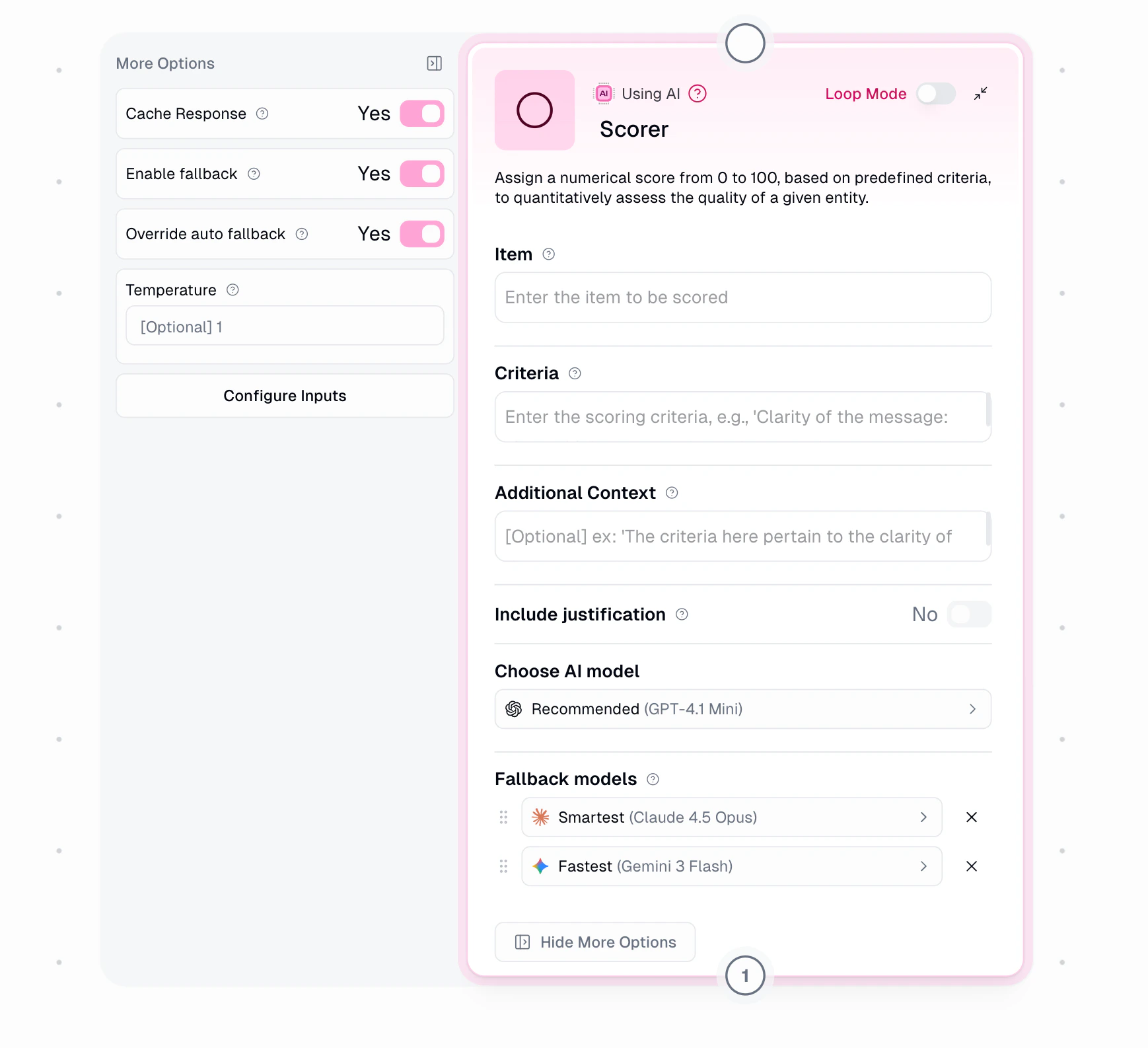 AI Model Fallback settings