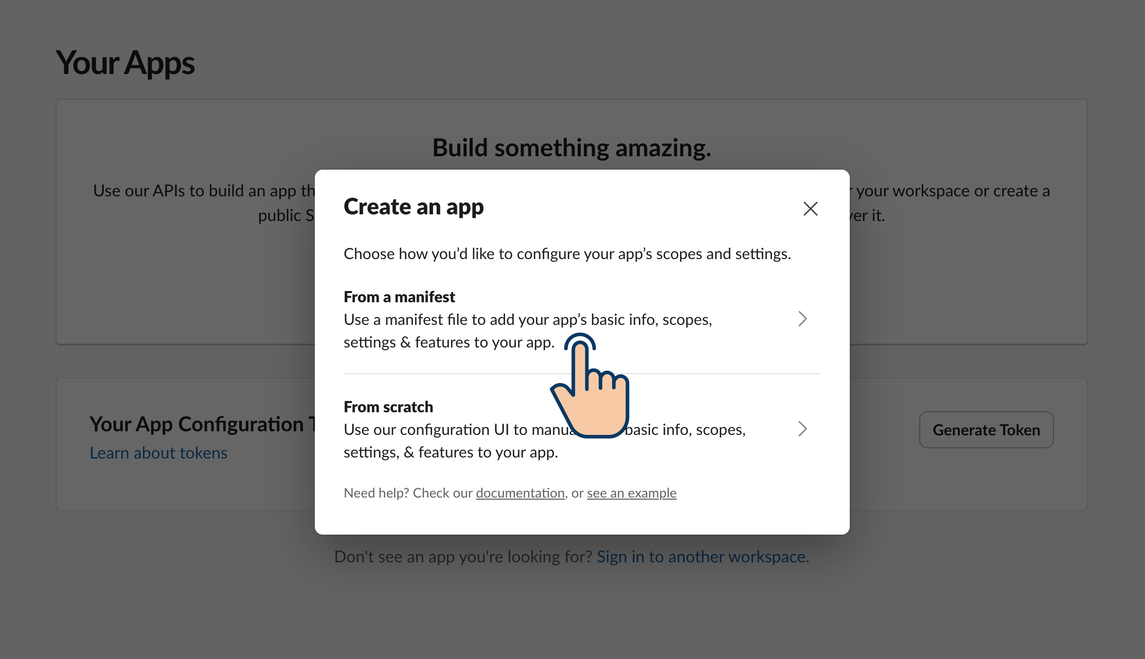 Slack App from Manifest Option