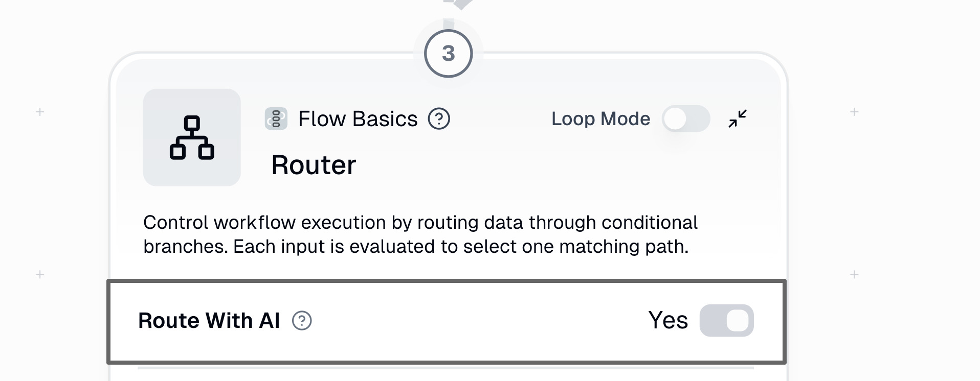 Router node in AI mode configuration